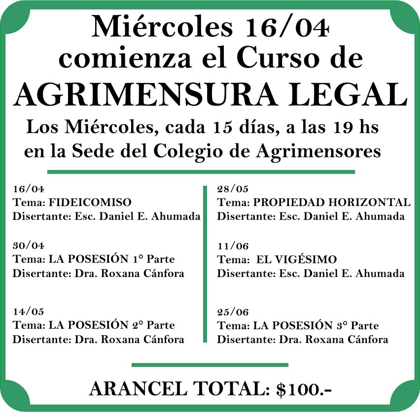 CURSO AGRIMENSURA LEGAL ABRIL 2014